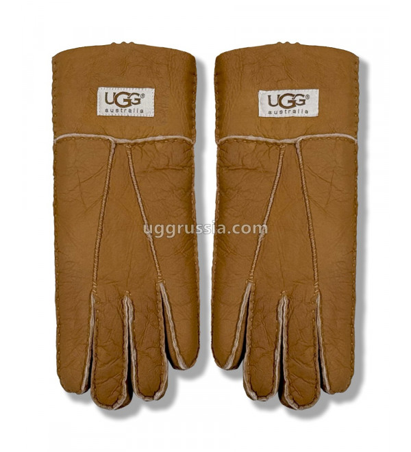UGG Перчатки Кожаные Женские Коричневые