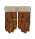 UGG Перчатки Кожаные Женские Коричневые