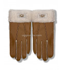 UGG Перчатки Кожаные Женские Коричневые