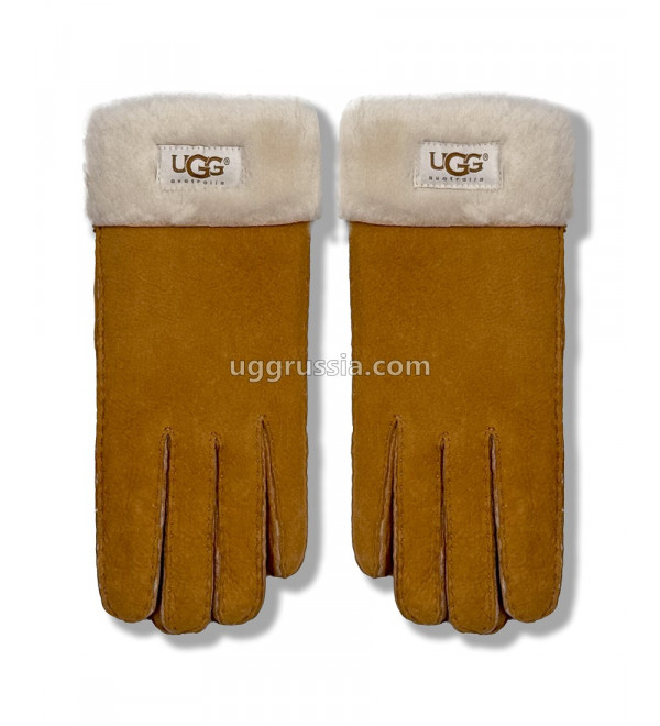 UGG Перчатки Замшевые Женские Коричневые