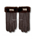 UGG Перчатки Кожаные Мужские Коричневые