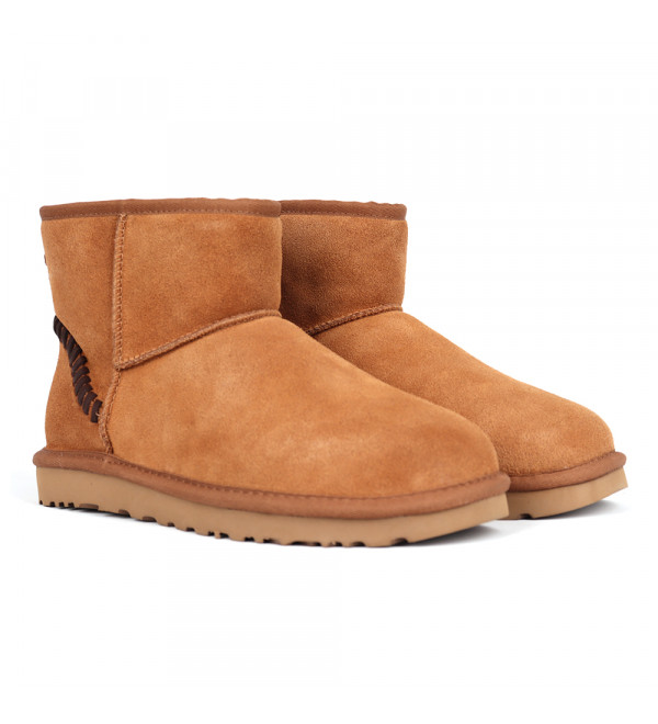 UGG Mens Classic Mini Deco Suede Boot Chestnut