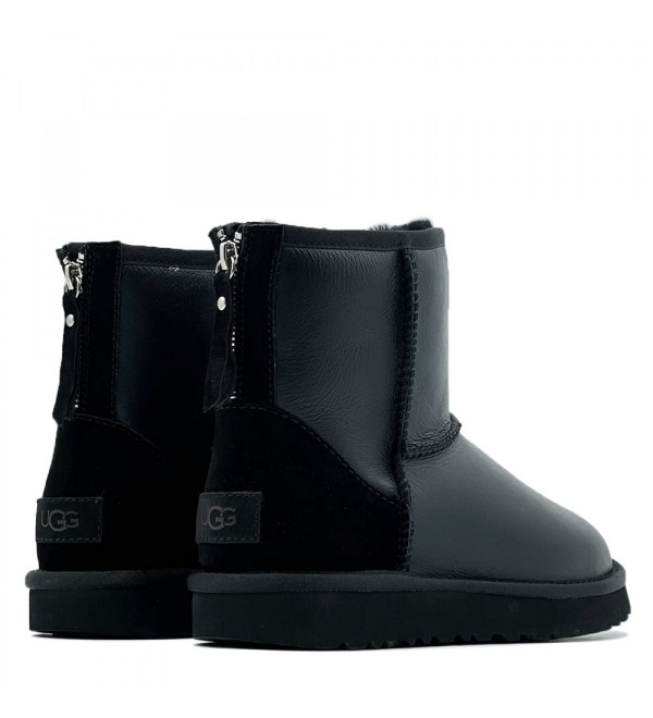UGG Classic Mini Zip Metallic Black (без камней)