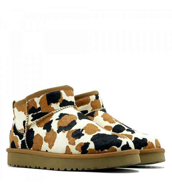 UGG Classic Ultra Mini Cow Print Chestnut